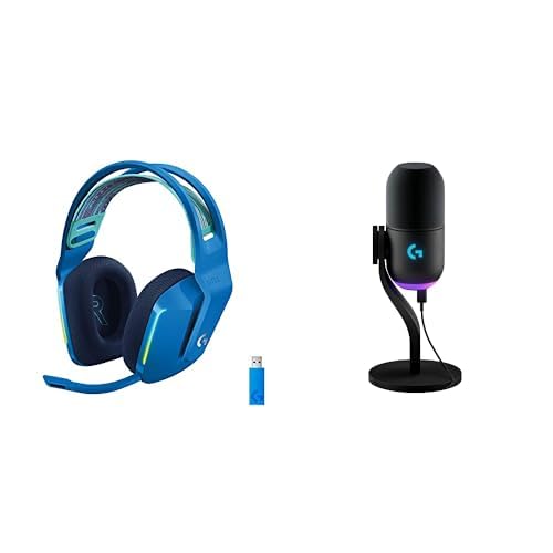 Logitech G733 Lightspeed Wireless Gaming Headset with Suspension Headband, Lightsync RGB, Blue VO!CE mic technology and PRO-G audio drivers - Black