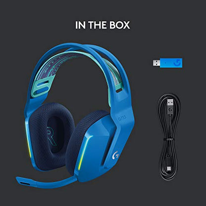 Logitech G733 Lightspeed Wireless Gaming Headset with Suspension Headband, Lightsync RGB, Blue VO!CE mic technology and PRO-G audio drivers - Black