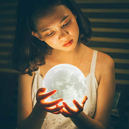 Moon Lamp, LOGROTATE 16 Colors LED Night Light for Kids 3D Printing Moon Light with Stand& Remote/Touch Control & Timing, Moon Light Lamp for kid friend Birthday, Mothers Day Gifts (Diameter 4.8 INCH)