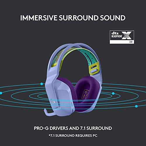 Logitech G733 Lightspeed Wireless Gaming Headset with Suspension Headband, Lightsync RGB, Blue VO!CE mic technology and PRO-G audio drivers - Black