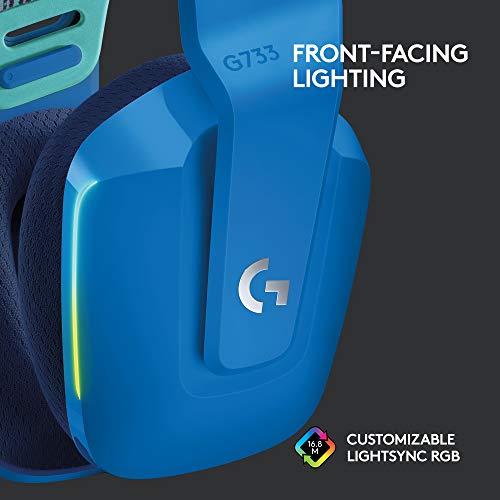 Logitech G733 Lightspeed Wireless Gaming Headset with Suspension Headband, Lightsync RGB, Blue VO!CE mic technology and PRO-G audio drivers - Black