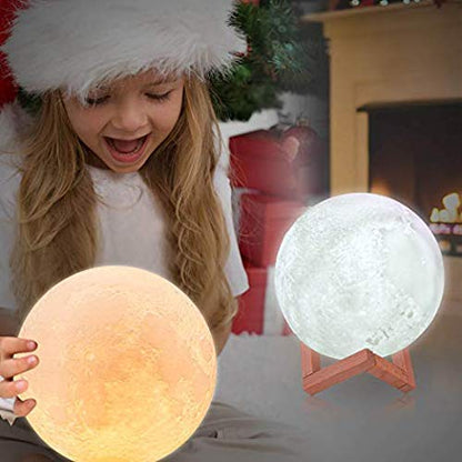 Moon Lamp, LOGROTATE 16 Colors LED Night Light for Kids 3D Printing Moon Light with Stand& Remote/Touch Control & Timing, Moon Light Lamp for kid friend Birthday, Mothers Day Gifts (Diameter 4.8 INCH)