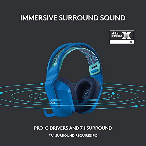 Logitech G733 Lightspeed Wireless Gaming Headset with Suspension Headband, Lightsync RGB, Blue VO!CE mic technology and PRO-G audio drivers - Black