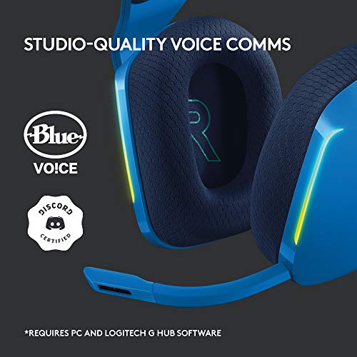 Logitech G733 Lightspeed Wireless Gaming Headset with Suspension Headband, Lightsync RGB, Blue VO!CE mic technology and PRO-G audio drivers - Black