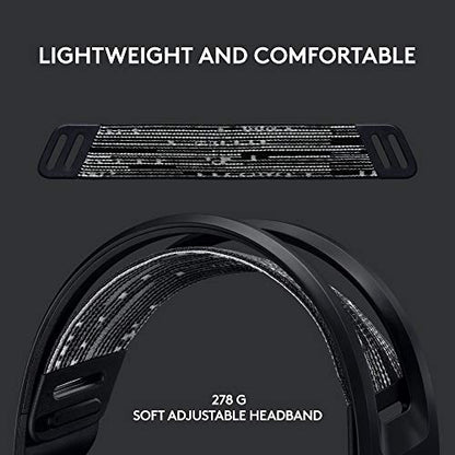 Logitech G733 Lightspeed Wireless Gaming Headset with Suspension Headband, Lightsync RGB, Blue VO!CE mic technology and PRO-G audio drivers - Black