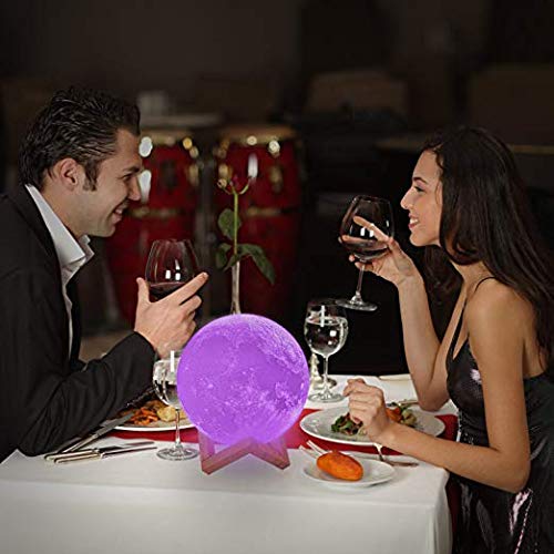 Moon Lamp, LOGROTATE 16 Colors LED Night Light for Kids 3D Printing Moon Light with Stand& Remote/Touch Control & Timing, Moon Light Lamp for kid friend Birthday, Mothers Day Gifts (Diameter 4.8 INCH)