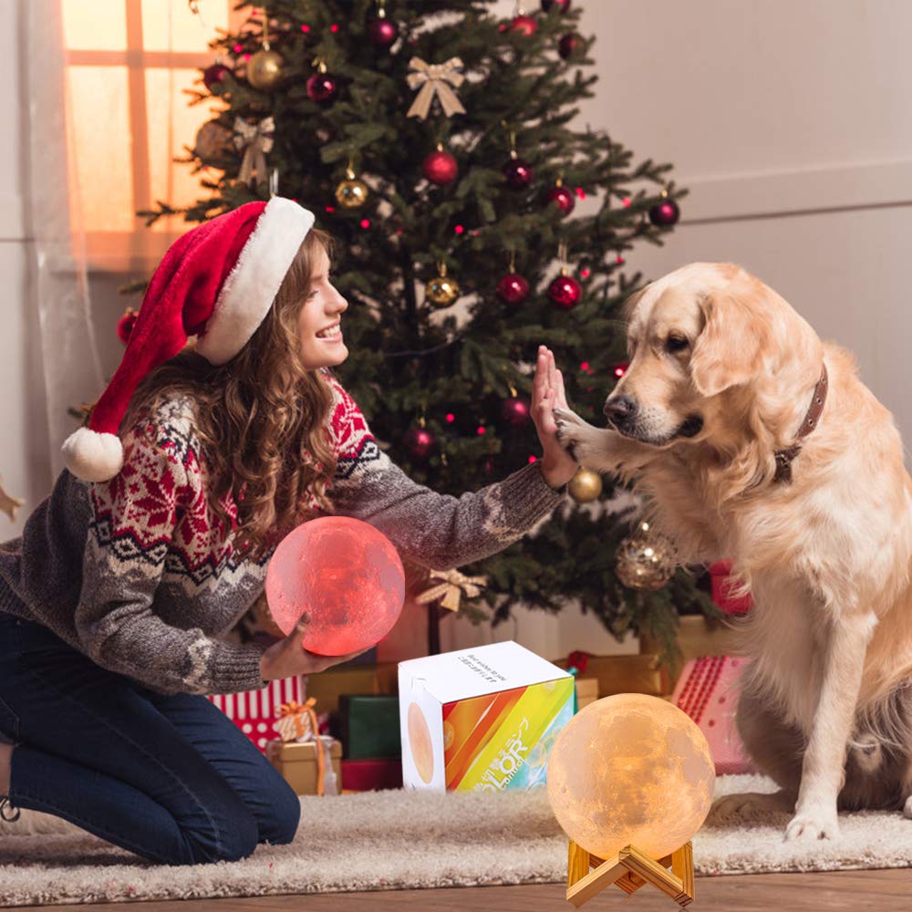 Moon Lamp, LOGROTATE 16 Colors LED Night Light for Kids 3D Printing Moon Light with Stand& Remote/Touch Control & Timing, Moon Light Lamp for kid friend Birthday, Mothers Day Gifts (Diameter 4.8 INCH)