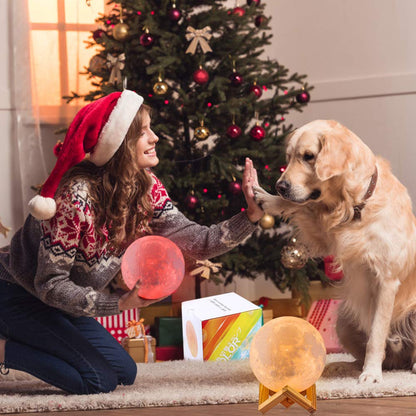 Moon Lamp, LOGROTATE 16 Colors LED Night Light for Kids 3D Printing Moon Light with Stand& Remote/Touch Control & Timing, Moon Light Lamp for kid friend Birthday, Mothers Day Gifts (Diameter 4.8 INCH)