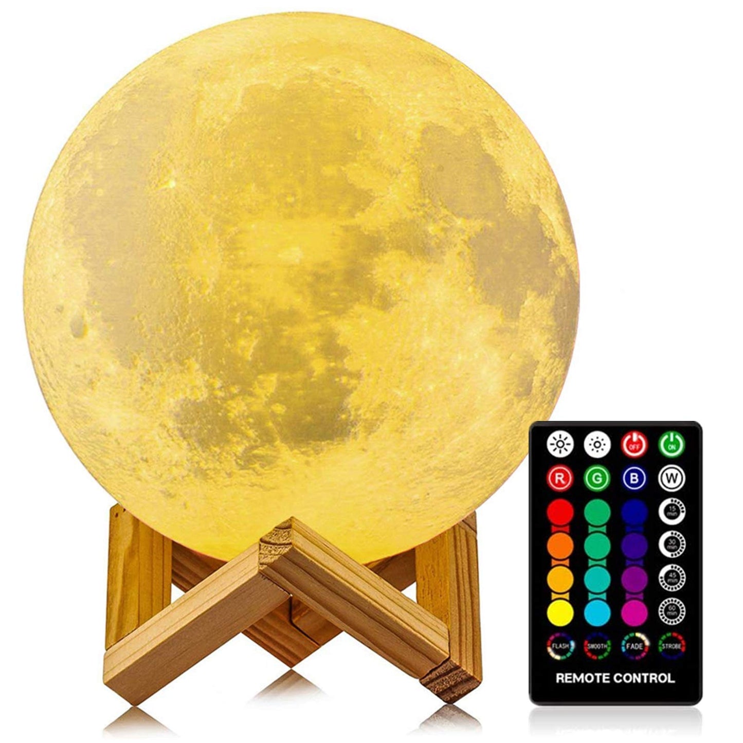 Moon Lamp, LOGROTATE 16 Colors LED Night Light for Kids 3D Printing Moon Light with Stand& Remote/Touch Control & Timing, Moon Light Lamp for kid friend Birthday, Mothers Day Gifts (Diameter 4.8 INCH)