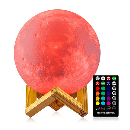 Moon Lamp, LOGROTATE 16 Colors LED Night Light for Kids 3D Printing Moon Light with Stand& Remote/Touch Control & Timing, Moon Light Lamp for kid friend Birthday, Mothers Day Gifts (Diameter 4.8 INCH)