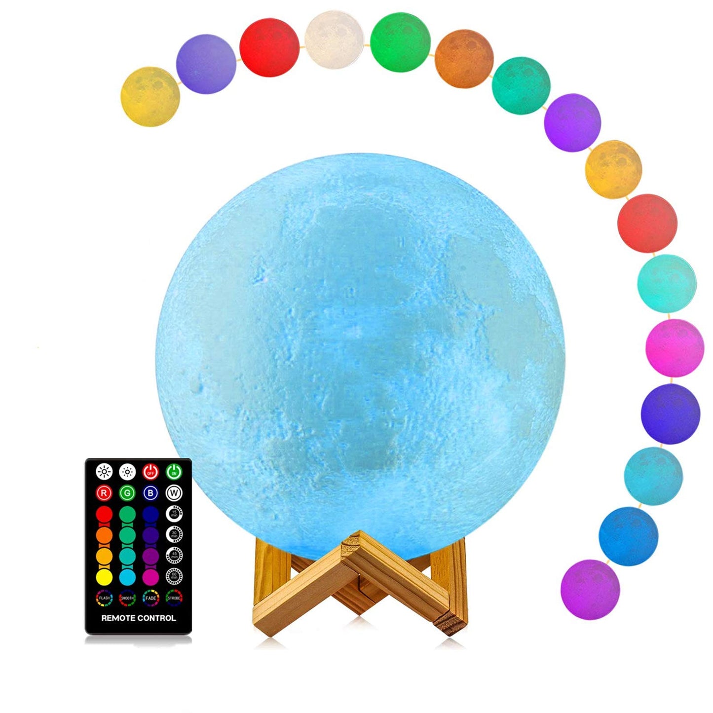Moon Lamp, LOGROTATE 16 Colors LED Night Light for Kids 3D Printing Moon Light with Stand& Remote/Touch Control & Timing, Moon Light Lamp for kid friend Birthday, Mothers Day Gifts (Diameter 4.8 INCH)