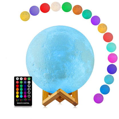 Moon Lamp, LOGROTATE 16 Colors LED Night Light for Kids 3D Printing Moon Light with Stand& Remote/Touch Control & Timing, Moon Light Lamp for kid friend Birthday, Mothers Day Gifts (Diameter 4.8 INCH)