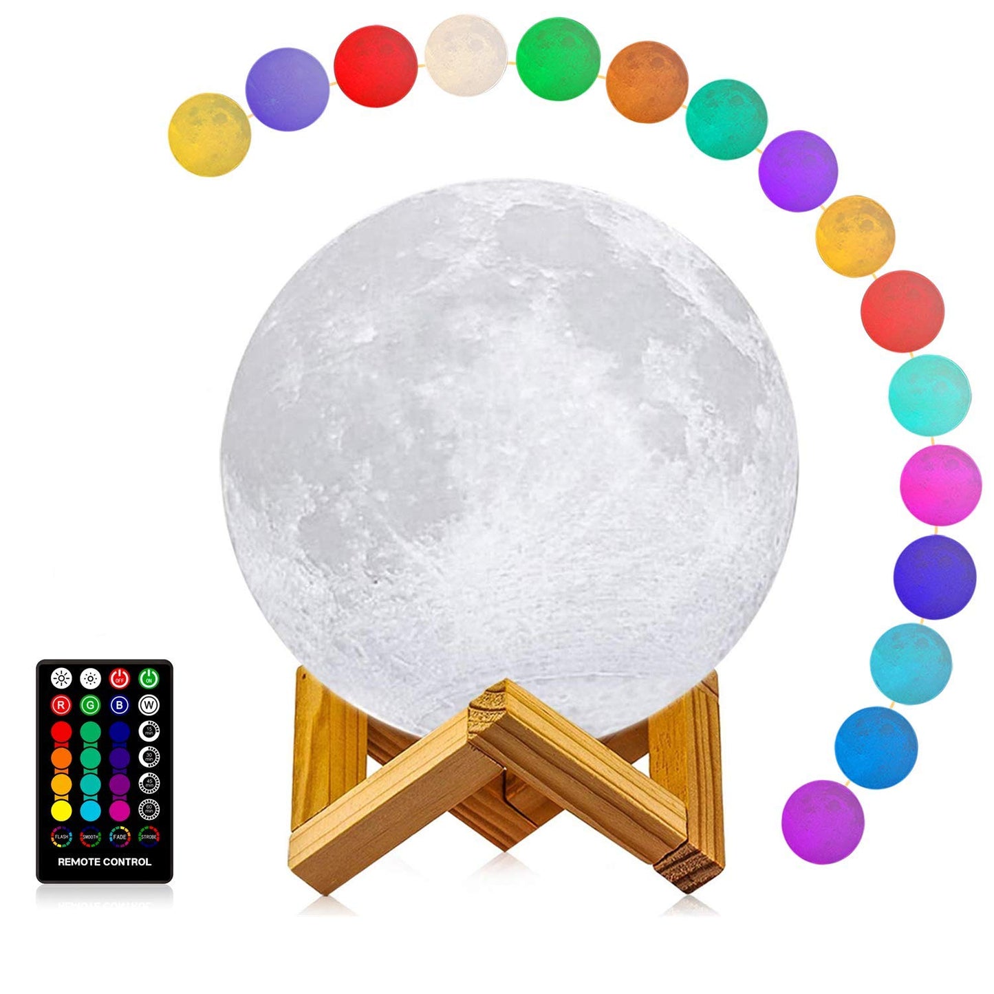 Moon Lamp, LOGROTATE 16 Colors LED Night Light for Kids 3D Printing Moon Light with Stand& Remote/Touch Control & Timing, Moon Light Lamp for kid friend Birthday, Mothers Day Gifts (Diameter 4.8 INCH)
