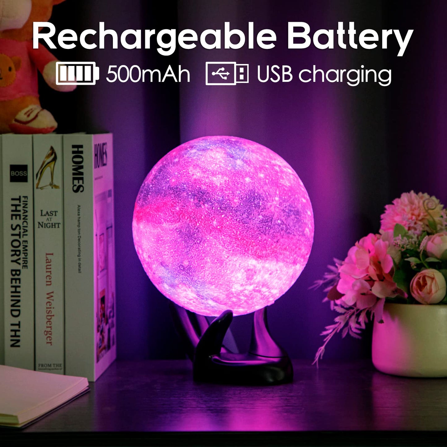 BRIGHTWORLD Moon Lamp Galaxy Lamp 5.9 inch 16 Colors LED 3D Moon Light, Remote & Touch Control Moon Night Light Gifts for Girls Boys Kids Women Birthday