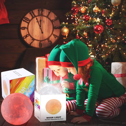 Moon Lamp, LOGROTATE 16 Colors LED Night Light for Kids 3D Printing Moon Light with Stand& Remote/Touch Control & Timing, Moon Light Lamp for kid friend Birthday, Mothers Day Gifts (Diameter 4.8 INCH)