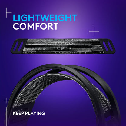 Logitech G733 Lightspeed Wireless Gaming Headset with Suspension Headband, Lightsync RGB, Blue VO!CE mic technology and PRO-G audio drivers - Black