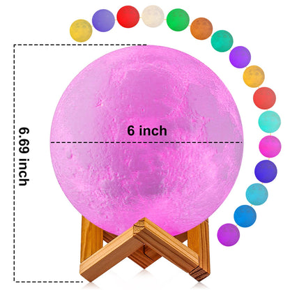 Moon Lamp, LOGROTATE 16 Colors LED Night Light for Kids 3D Printing Moon Light with Stand& Remote/Touch Control & Timing, Moon Light Lamp for kid friend Birthday, Mothers Day Gifts (Diameter 4.8 INCH)