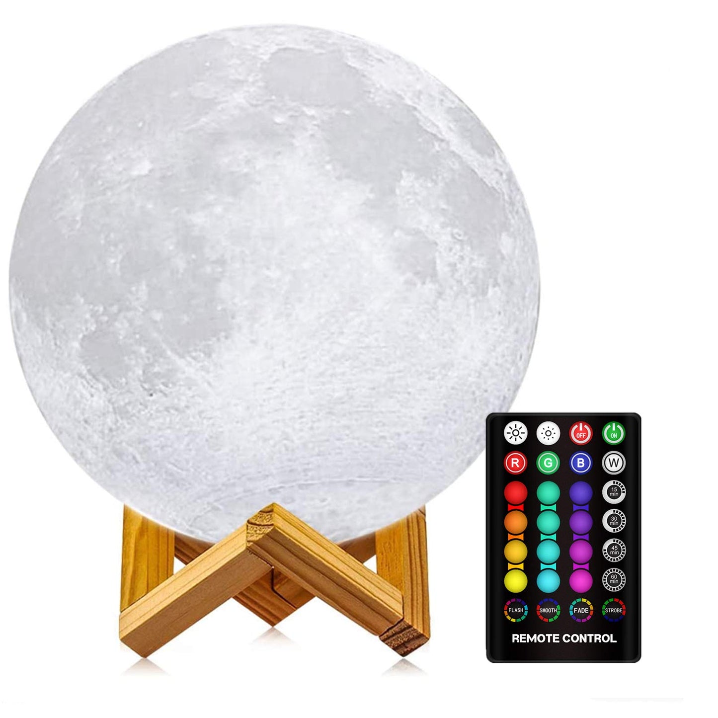 Moon Lamp, LOGROTATE 16 Colors LED Night Light for Kids 3D Printing Moon Light with Stand& Remote/Touch Control & Timing, Moon Light Lamp for kid friend Birthday, Mothers Day Gifts (Diameter 4.8 INCH)